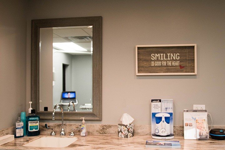 Sink and tooth brushing station in dental office