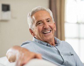 Smiling senior man with All-on-4 in Chesterfield