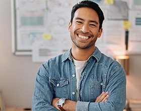 Man smiling after wearing nightguards for bruxism in Chesterfield
