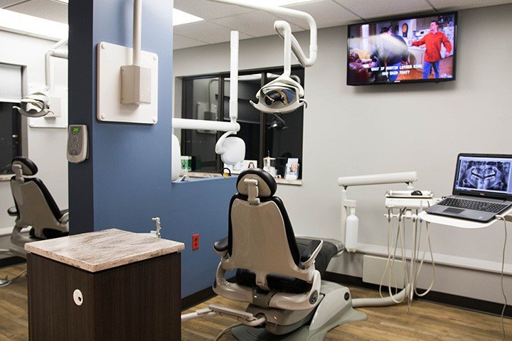 High tech dental exam room